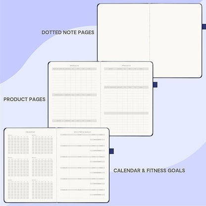 &And Per Se Fitness Workout Journal for Men & Women, Workout Log Book Planner with Daily Diet, Gym Exercise & Training Trackers - Undated, A5 Size, Leather Hardcover (Royal Blue)