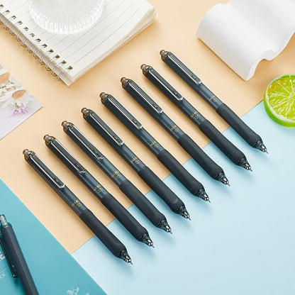 ParKoo Gel Pens Quick Dry Ink Fine Point 0.5mm, Retractable Rolling Ball Black Ink, Click Silent Pens Set for Journaling Notetaking Drawing Sketching Smooth Writing Non Bleed 12pcs