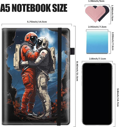 Hardcover Executive Notebooks, A5 PU Leather Lined Journal Notebook, 200 Pages Thick Paper Subject Notebooks for School,Work,Home Writing Business Notebook, Diary Book ， Astronaut