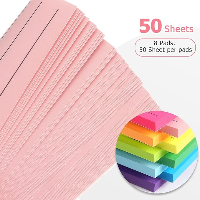 Eastern Wolf 9 Pads to Do Lined Sticky Notes, 9 Bright Multi Colors Self-Stick Note Pads, 3x4 Inch with Line Adhesive Memo Sticky Notes Notepad, 50 Sheet/Pad