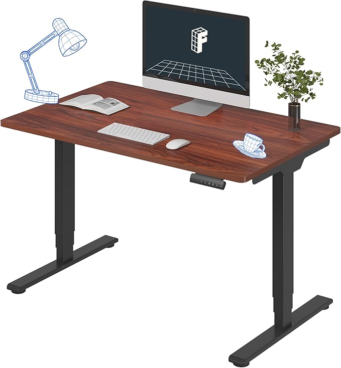 FlexiSpot E6 3-Stage Dual Motor Electric Standing Desk 48 x 30 Sit Stand Up Desk, Holds 220 lbs, Adjustable Height w/ Memory Presets, One-Piece Mahogany Desktop & Black Frame, Ships in 2 Boxes