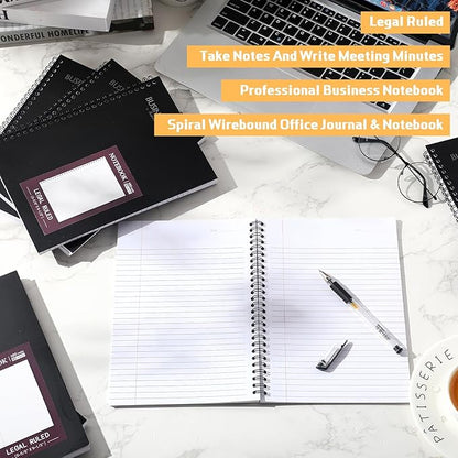 Resurhang 8 Pack Wirebound Business Notebook Legal Ruled Spiral Notebook 6-5/8" x 9-1/2" 80 Sheets Per Pad Professional Journal for Office Journal Planner Work Meeting Men Women(Purple)