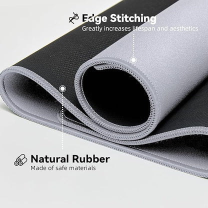 Reniteco Waterproof Large Gaming Mouse Pad with Durable Stitched Edges, Non-Slip Rubber Base, Grainy Jacquard Mouse Mat Desk Pad for Home Office Gaming, 31.5''x11.8''x0.12'', Matte Light Gray