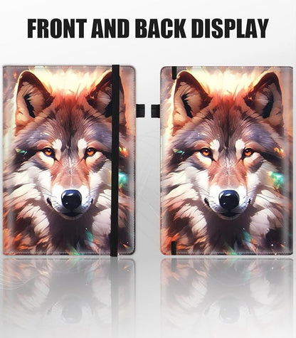 Hardcover Executive Notebooks, A5 PU Leather Lined Journal Notebook, 200 Pages Thick Paper Subject Notebooks for School,Work,Home Writing Business Notebook, Diary Book ， Wolf