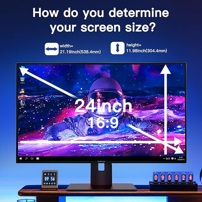 24 Inch Magnetic Hanging Computer Privacy Screen for 16:9 Widescreen Monitor, Removable Privacy Screen Anti Glare Blue Light Computer Screen Privacy Shield, Anti-Scratch 24in Protector Film
