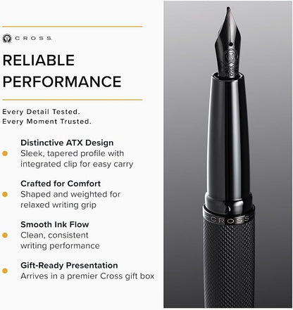 Cross 886-41MJ ATX Fountain Pen, Brushed Black, Medium