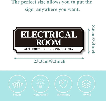 Electrical Room Door Sign for Business，Self-Adhesive Durable Modern Electrical Closet Room Sticker for Home, UV and Weather Resistant Authorized Personnel Only Signs for Business ，Workplace