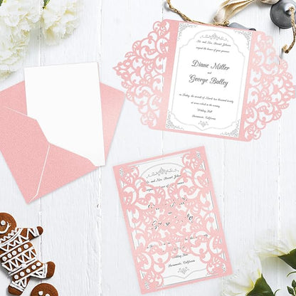 100 Sheets Pink Shimmer Cardstock 8.5 x 11 Iridescent Paper, Goefun 80lb Card Stock Printer Paper for Invitations, Valentines Day, Crafts, DIY Cards