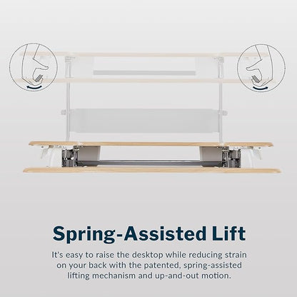 Vari VariDesk Pro Plus 36 Standing Desk Converter – 11 Height Settings + Spring Lift, 2 Tier Design, Keyboard Tray, Fits Desktops 36” Wide x 26.5" Deep – Delivers Fully Assembled (Light Wood)