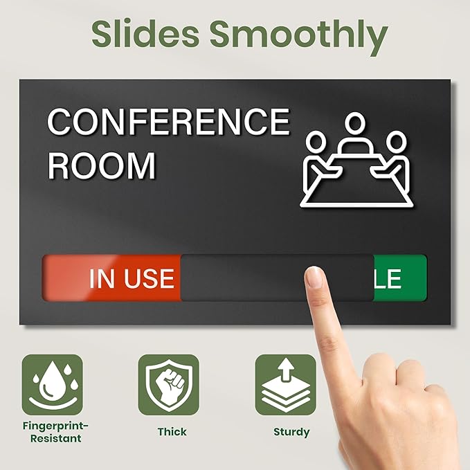 Conference Room Sign, Office Door Signs Do Not Disturb, In Use Available Slider Signs, In a Meeting Privacy Sign Tells Whether Room Vacant or Occupied