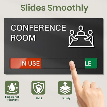 Conference Room Sign, Office Door Signs Do Not Disturb, In Use Available Slider Signs, In a Meeting Privacy Sign Tells Whether Room Vacant or Occupied