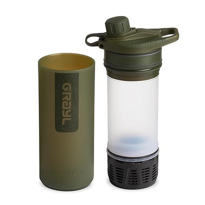 GRAYL GeoPress 24 oz Water Purifier Bottle - Filter for Hiking, Camping, Survival, Travel (Olive Drab)