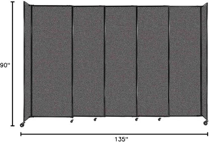 Versare Straightwall Sliding Portable Wall Partition | Freestanding Office Dividers | Locking Wheels | Temporary Room Separator | 11'3'' Wide x 7'6'' Tall Charcoal Gray Fabric Panels