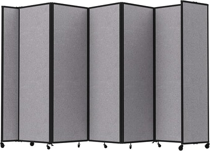 Versare Room Divider 360 Portable Wall Partition | Folding Panels | Large Freestanding Divider | Locking Wheels | Temporary Room Separator