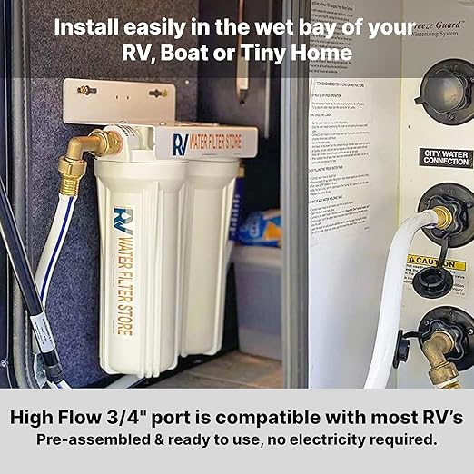 RV Water Filter System with Hose Fittings - Premium Portable Filtration Systems That Improves Taste & Odor