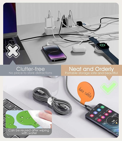 45Pcs Nearockle Cable Labels and Silicone Cable Ties Value Cable Management Set, 30 Cable Ties+15 Cord Labels for Electronics, Travel Home Office Desk Wire Organization(Multicolor)