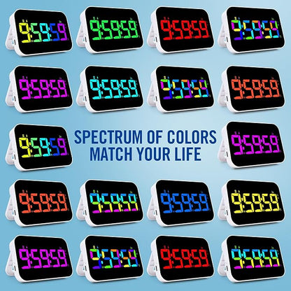 Kitchen Timer（1.5" Number）with Voice Reminder,10 RGB Color Changing Digital Magnetic Timer, Countdown/Up, Rechargeabilit, Brightness Display, 3 Volume Levels and Vibration Mode, for Classroom, Cooking