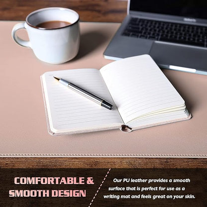 K KNODEL Desk Mat, Blotter, Dual-Sided Office Desk Pad, Waterproof Desk Mat for Desktop, Desk Blotters, PVC Leather Pad Protector (Pink, 35.4" x 17")