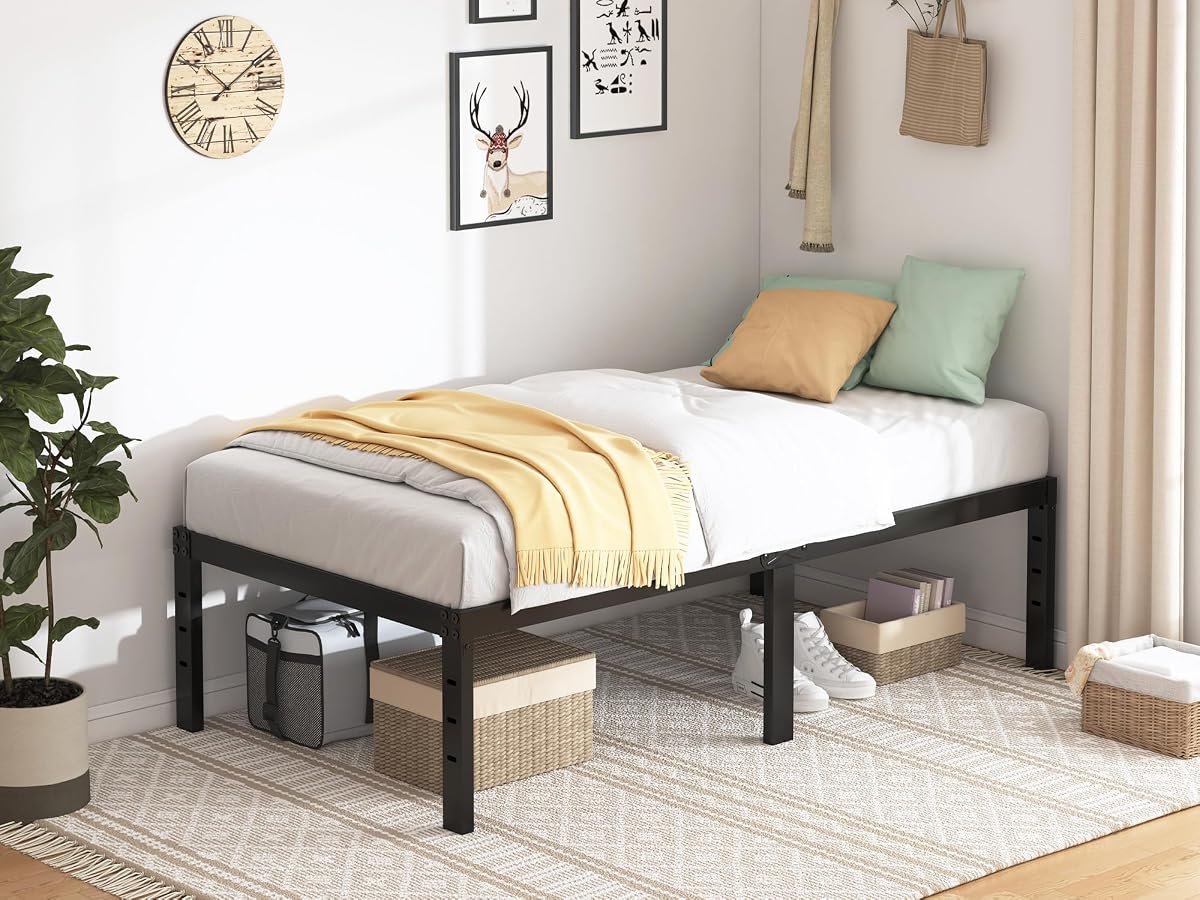 Twin Bed Frame - 18 in Sturdy Platform Bed Frame Twin Size