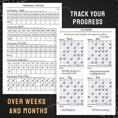 Nextnoid Hardcover Fitness Planner Workout Journal for Women & Men - Undated A5 Sturdy Fitness Log Book to Track Gym & Home Workouts - Pink Separately Packaged 2 Pieces
