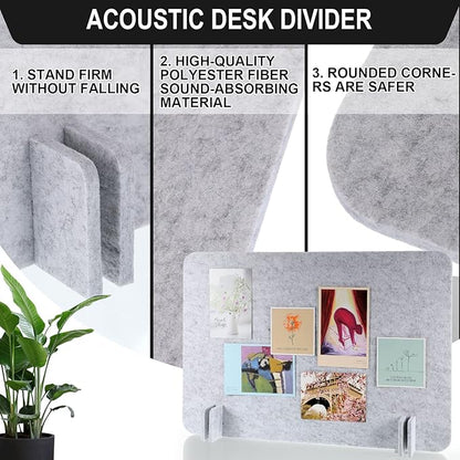Fabbay 10 Pcs Acoustic Freestanding Desk Divider Desk Partition 16 x 24 Inch Table Freestanding Up Privacy Panel Visual Distraction and Noise Reducing for Office Furniture Classroom (Sliver Gray)
