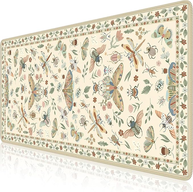 iCasso Beige Large Mouse Pad, Desk Matt for Desktop, XXL Desk Mat for Keyboard and Mouse, Anti-Slip Big Mousepad Computer Mat with Stitched Edges