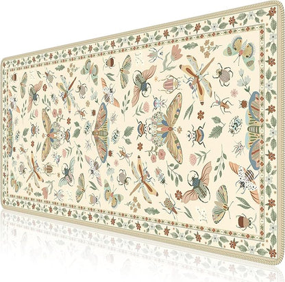 iCasso Beige Large Mouse Pad, Desk Matt for Desktop, XXL Desk Mat for Keyboard and Mouse, Anti-Slip Big Mousepad Computer Mat with Stitched Edges