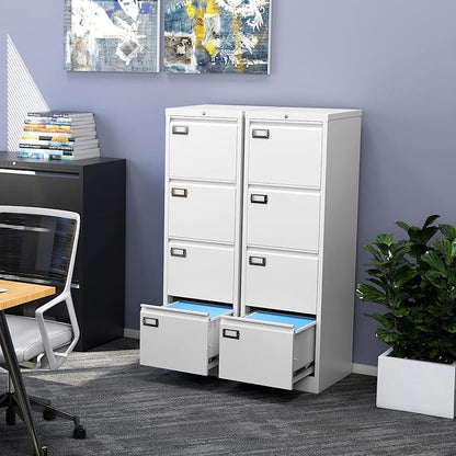 Fesbos File Cabinets - 4 Drawers Vertical 17.8" Deep Lockable Filing Cabinet - White Metal Storage Cabinets for Home Office to Hanging Files Letter/Legal/F4/A4 Size