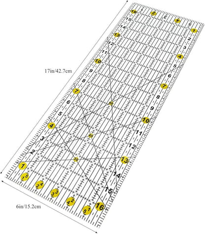 Quilting Ruler,Quilting Templates,Sewing Quilt Rulers,Acrylic Curved Corner Cutter,Precision Fabric Cutting Patchwork Tool for Quilting Sewing Craft DIY Projects,Light Yellow 6"x17"