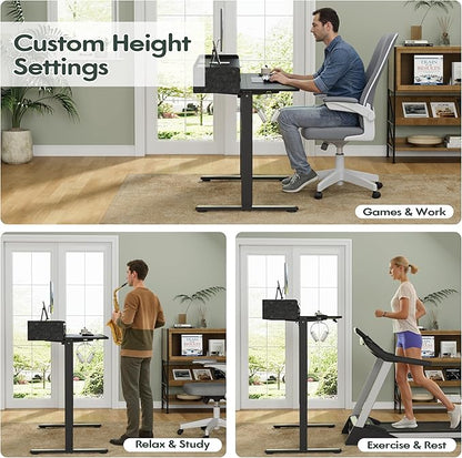 Homall Electric Standing Desk with 2 Drawers, Adjustable Height Computer Desk with Monitor Shelf Sit Stand Table with Splice Board Quick Install for Home Office (Black, 48 Inch)