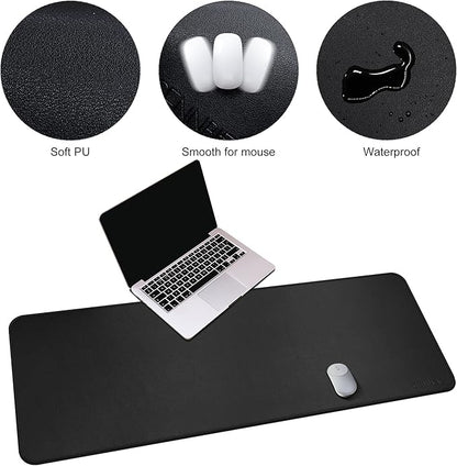 CENNBIE Leather Desk Mat,55" x 19.6" Extra Large Desk Pad Blotter Protector, Extended Non-Slip Mouse Pad, Waterproof PU Leather Desk Mat on top of desks Large for Office and Home (Black)