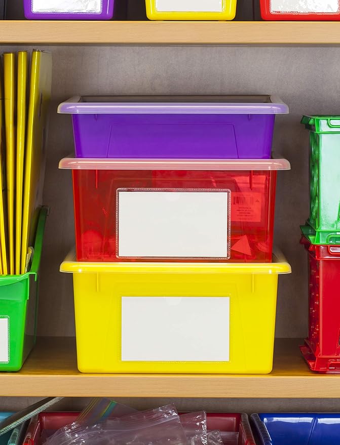 Storex Letter Size Flat Storage Tray – Organizer Bin with Non-Snap Lid for Classroom, Office and Home, Black, 5-Pack (62535A05C)