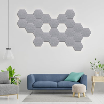 Hexagonal Acoustic Panels-12 Pack High-Density Sound Absorbing Panels 12"X10"X0.4" for Enhanced Noise Reduction, DIY Design, Idea for Studios, Offices, and Home Theaters(Ash Gray)