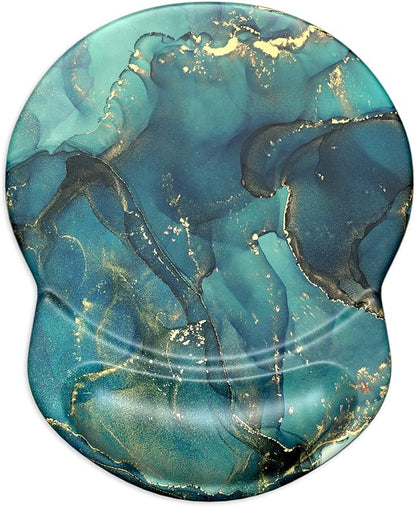 ITNRSIIET Ergonomic Mouse Pad with Gel Wrist Support Small Wrist Rest Smooth Surface Non-Slip PU Base Comfortable Office Supplies Pain Relief, 8.7 x 7.2 inches, Abstract Ink Tempera