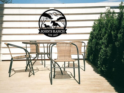 efcustomgifts Personalized Horse Ranch Metal Signs,Horse Signs for Barn, Custom Horse Farm Name Sign, Rustic Farmhouse Wall Decor, Custom Horse Entryway Sign farmhouse Gift