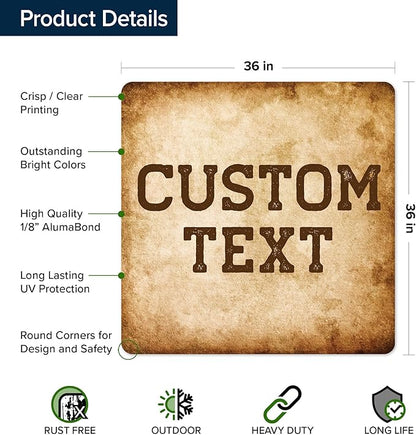 Custom Sign, Custom Street Sign, 11 Font Colors, 13 Font Styles, 4 Hole Options, 22 Sizes, 36x36 Inches, Rust Free DiBound, Fade Resistant, Made in USA by My Sign Center (Vintage)