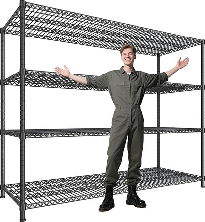 DurayLoly 2500 LBS Shelf Storage Shelves 68.1" W Wire Shelving Unit, Garage Shelving Heavy Duty, Adjustable Metal Shelving for Garage, Pantry, Kitchen, Basement, Business 68.1" W x 20.9" D x 70.9" H