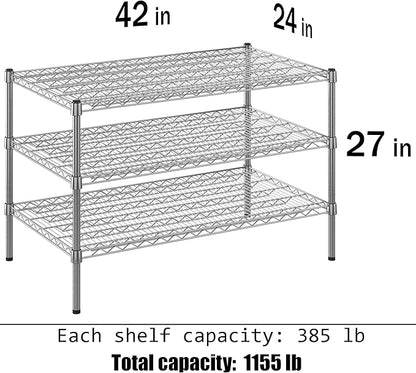 Regal Altair 24" Deep x 42" Wide x 27" Height Wire Shelving Kit | 3-Tier | NSF Commercial Storage Rack Unit
