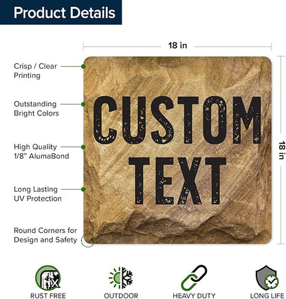 Custom Sign, Custom Street Sign, 11 Font Colors, 13 Font Styles, 4 Hole Options, 22 Sizes, 18x18 Inches, Rust Free DiBound, Fade Resistant, Made in USA by My Sign Center (Stone)
