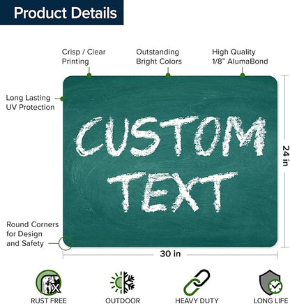 Custom Sign, Custom Street Sign, 11 Font Colors, 13 Font Styles, 4 Hole Options, 22 Sizes, 24x30 Inches, Rust Free DiBound, Fade Resistant, Made in USA by My Sign Center (Chalkboard Green)