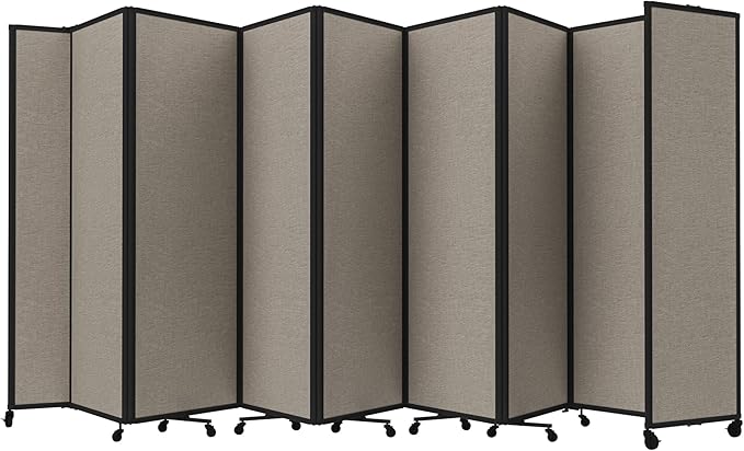 Versare Room Divider 360 Portable Wall Partition | Folding Panels | Large Freestanding Divider | Locking Wheels | Temporary Room Separator