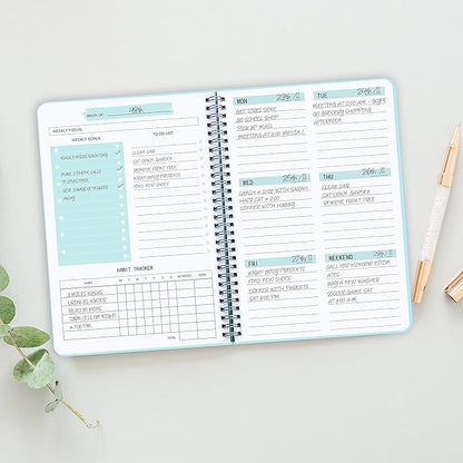 Undated Weekly Planner- Weekly Goals Notebook, A5 To Do List Planner, Habit Tracker Journal with Spiral Binding, 5.7 x 8.0 inches