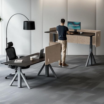 ERGO COLLECT Desk Privacy Panel,2PCS L-Shaped Clamp-On Office Desk Divider,2-in-1 Adjustable Acoustic Desktop Partition Or Under Desk Modesty Screen,for Office,Home,Felt(Dark Camel, 47.2" x 17.7")