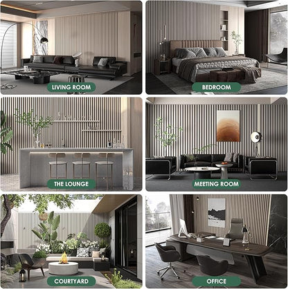 VallisCo 4-Piece Wood Slat Acoustic Panels for Stylish Interior Decor & Noise Reduction - 94.5" x 7.87" 3D Solid Wood Wall Panels for Ceiling and Wall, Covers 20.66 Sq Ft, Light Brown
