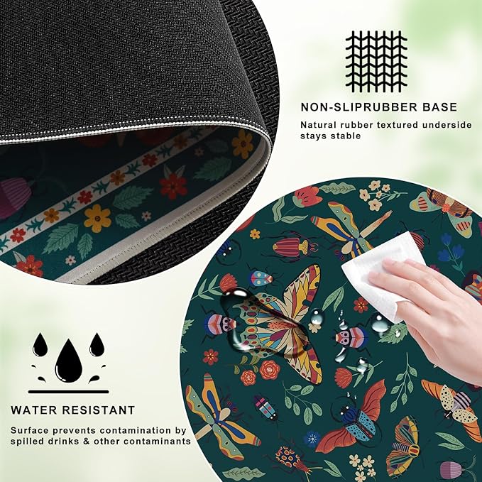iCasso Desk Mat, Desk Matt for Desktop, Cute Desk Pad Mat, XXL Large Mouse Pad for Desk, Anti-Slip Big Mousepad with Stitched Edges, Keyboard Pad Mouse Mat for Computer(Green)