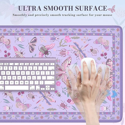 iCasso Purple Large Mouse Pad, Desk Matt for Desktop, XXL Desk Mat for Keyboard and Mouse, Anti-Slip Big Mousepad Computer Mat with Stitched Edges