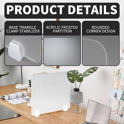 Nisorpa Desk Divider Privacy Panels Acrylic Partitions with Clips Classroom Privacy Shield for Desk Privacy Divider Partition for Schools Office Call Centers,Noise and Visual Guard,4Pcs-23.6”L X15.8”W