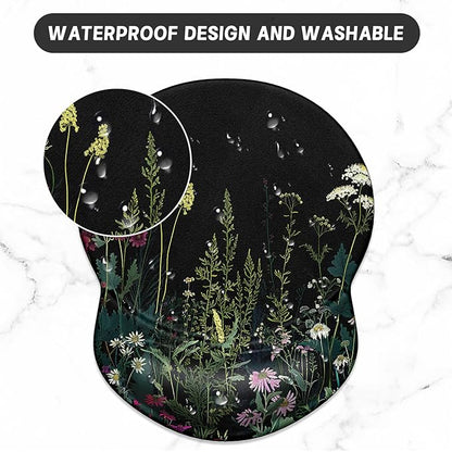 ITNRSIIET Ergonomic Mouse Pad with Gel Wrist Support Small Wrist Rest Smooth Surface Non-Slip PU Base Comfortable Office Supplies Pain Relief, 8.7 x 7.2 inches, Pretty Flowers