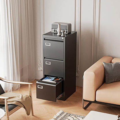 Fesbos Vertical File Cabinets - 3 Drawers 17.8" Deep Lockable Filing Cabinet - Metal Storage Cabinets for Home Office to Hanging Files Letter/Legal/F4/A4 Size