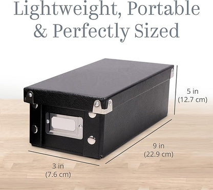 Snap-N-Store Index Card Holder Storage Box - Collapsible Organizer Box fits 1100 Flash Cards - Business, Recipe, or Note Card - 3 x 5, 1 Pack, Black